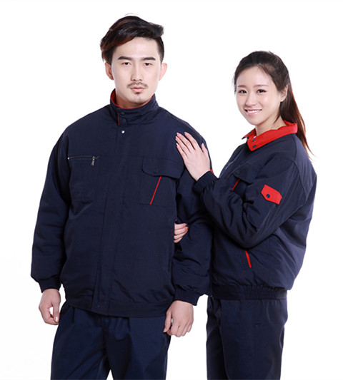 ZH冬季防靜電帶加厚棉服上衣藏藍(lán)色